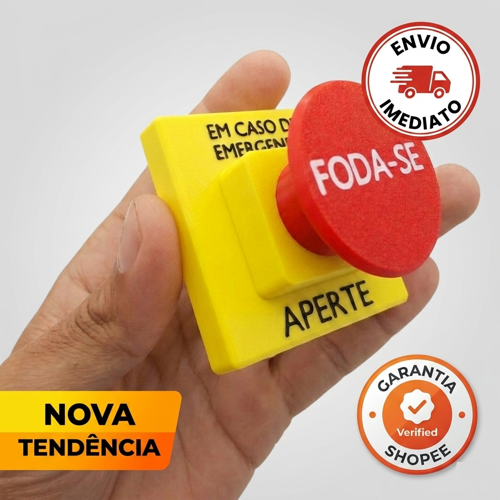 Botão Do F*da-se Anti Stress Fidget Toy C/ Switch Mecânico Teclado Gamer Click Alto Chaveiro Premium Regulador De Ansied