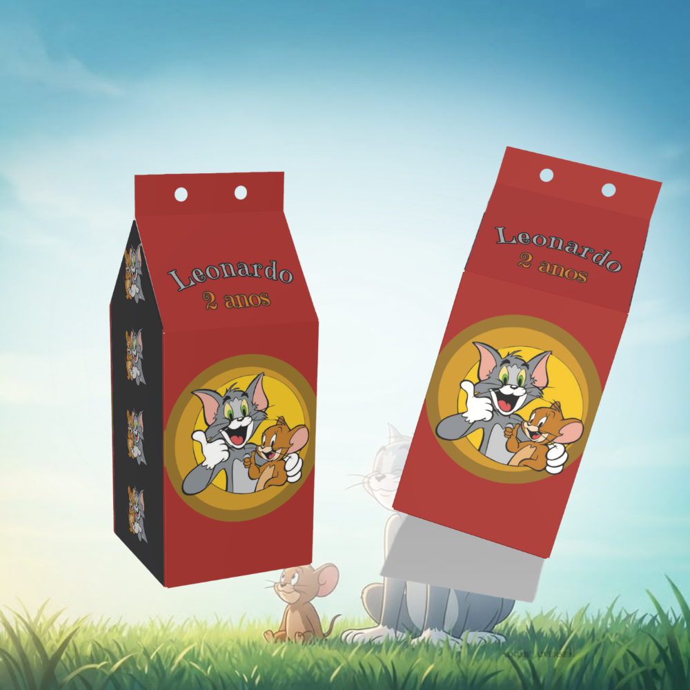 Caixinha MILK SURPERSA Lembrancinha Sacolinha Personalizada Tom e Jerry