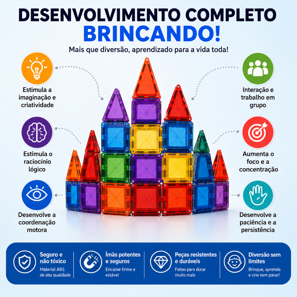 Blocos 3D Magnéticos De Montar Brinquedo Infantil Construção Educativo 3D Mini monta monta