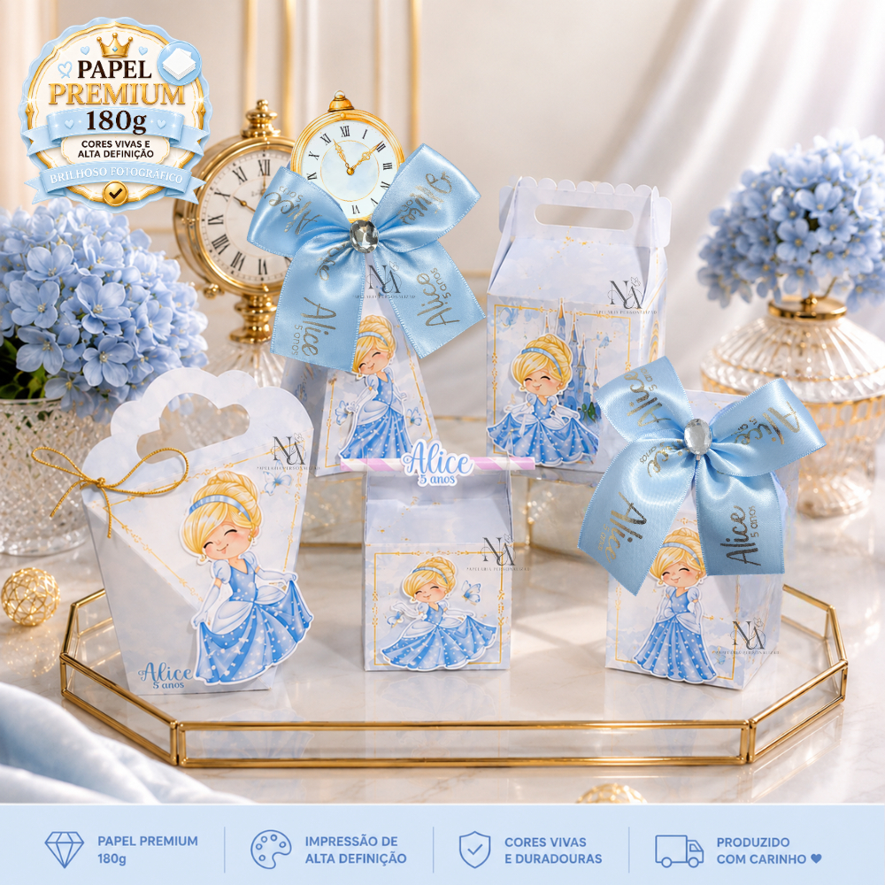 Kit Festa Princesa Cinderela - Kit caixas personalizadas - lembrancinha - Papelaria