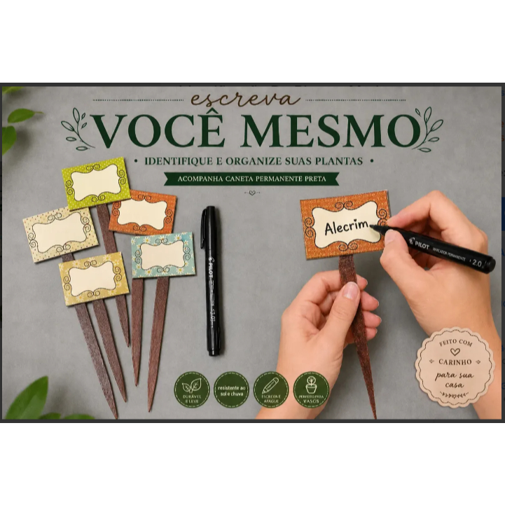 6 Plaquinhas para járdim Identificador de Plantas  Vasos  Mudas placas identificação pomar