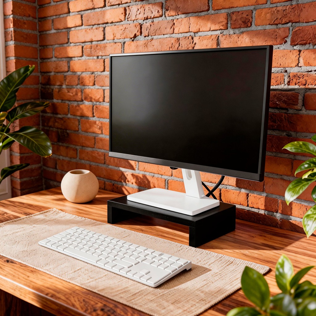 Suporte Monitor MDF Preto Elevador Notebook Organizador Mesa Gamer Escritório Ergonômico