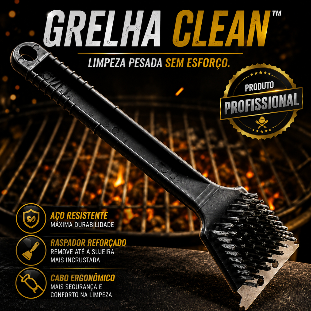 Escova Limpa Grelha Churrasqueira Aço Inox Profissional 30cm
