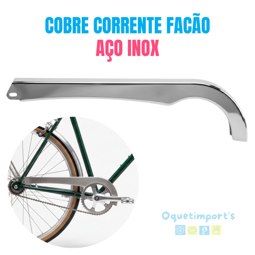 Cobre Corrente Bicicleta Modelo Facão Aço Inox Bike Monark Caloi Poti Barra Forte Aro 26 DS