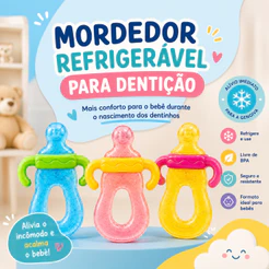 Mordedor Mamadeira Bebê Refrigerável Com Água Massageador De Gengiva Alívio Da Dentição 3M+