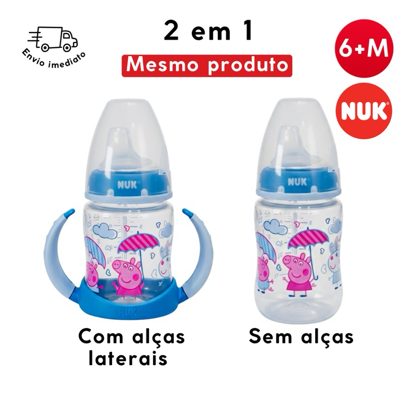 Copo de Treinamento NUK infantil vira mamadeira 2 em 1  First Choice Com alças controle de temperatura Peppa Pig 150ml