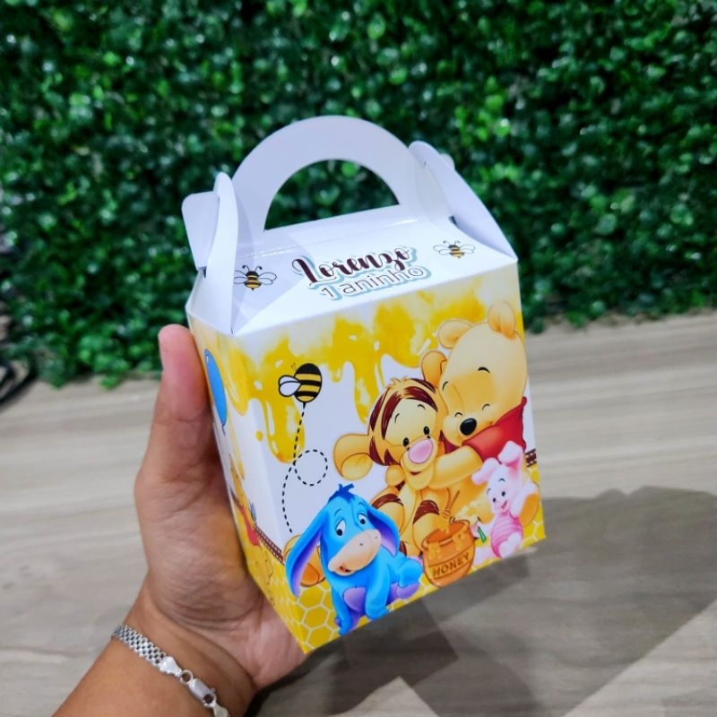 Maletinha Surpresa Personalizada Ursinho Pooh Lembrancinha de Aniversário Festa Infantil