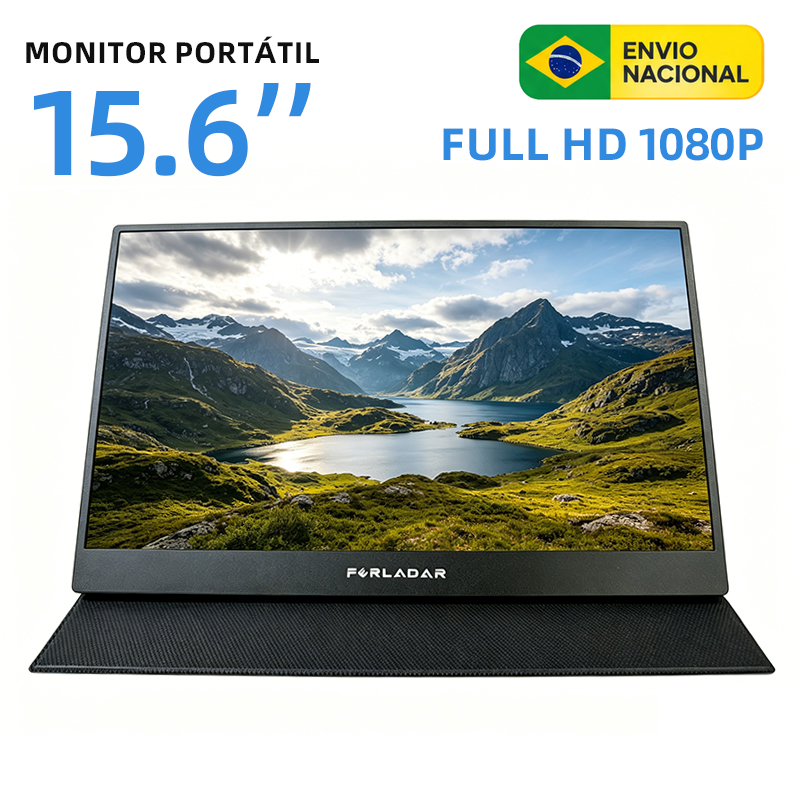 Monitor Portátil 15.6" Full HD 1080P IPS - Extensor de Tela p/ Notebook, PS5, Xbox, Celular - HDMI/USB-C Com Capa