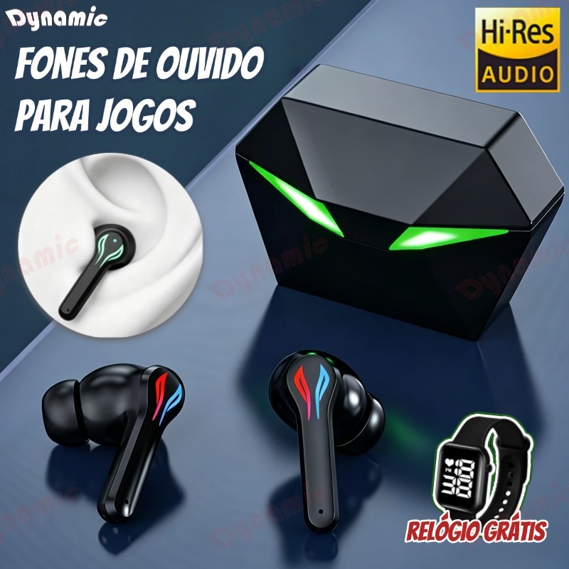 Fone Tws Bluetooth Gamer 5.4 Intra-auriculares A' Gold FN-B25B Com cancelamento de ruído Bateria de longa duração-DY