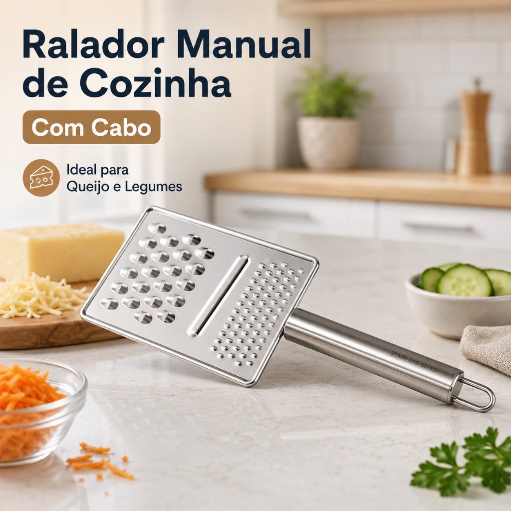 Ralador de Queijo Inox Ralador de Legumes Manual Ralador Manual de Cozinha Multiuso com Cabo