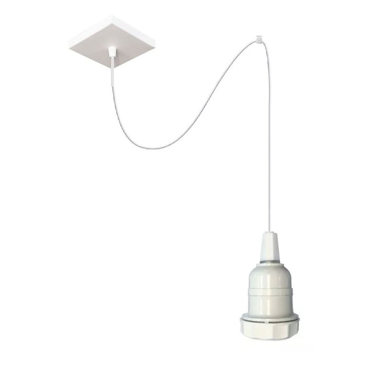 Pendente 2m Canopla Quadrad C/ Desv. Teto E Soquete Coluna