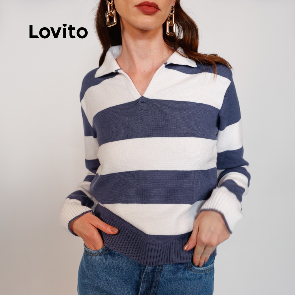 Lovito Suéter Feminino de Tricot Bicolor SWB17341764