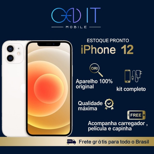 iPhone 12 64GB ou 128GB ou 256GB Vitrine Carregador