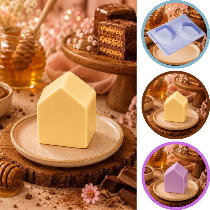 1~5 Forma Porto Com Silicone (3 partes) Pão de Mel Casinha - CÓD 49 (CHOCO)
