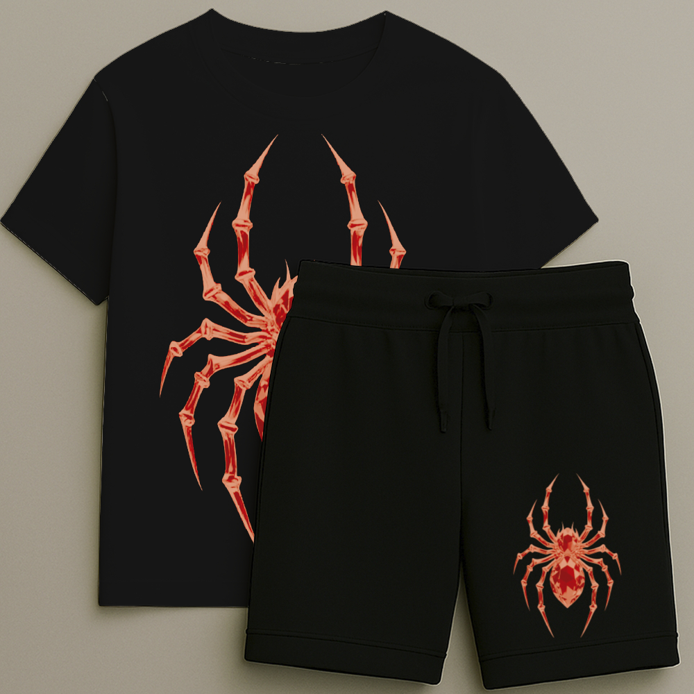 Camiseta e Bermuda Aranha Vermelho Conjunto Masculino T-shirt Estampada Shorts Blusa Tamanho 2 16