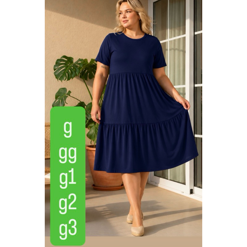 vestido 3  maria rodado com mamga suplex g gg g1 g2 44/46/48/50/52/54