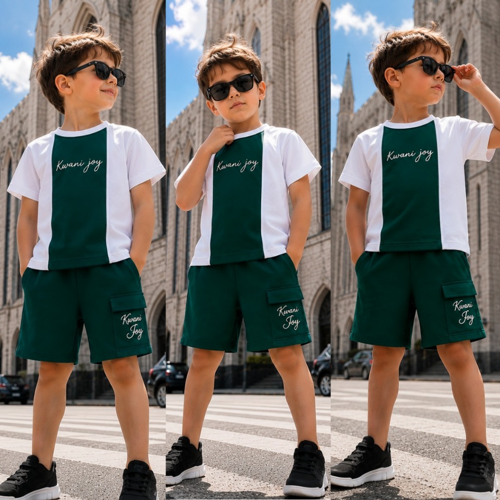 Lançamento Infantil Masculino - Conjunto 2 Peças Blusa+Bermuda Confortavel Verão