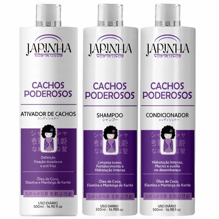 Kit Ativador + Shampoo e Condicionador | Cachos Poderosos ⛩️ Japinha 💜