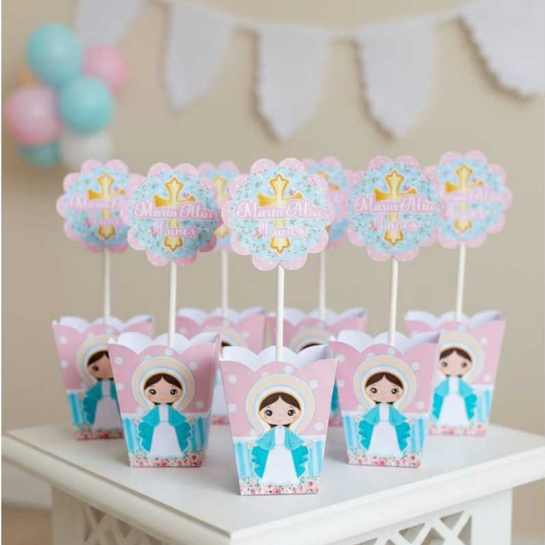 Centro de mesa cachepô personalizado| Nossa Senhora das Graças |decoração festa mesa de convidados| lembrancinhas