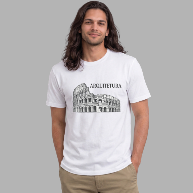 Camiseta Branca Arquitetura Universidade Faculdade Urbanismo 100% Algodão Ideal Unissex Confortável