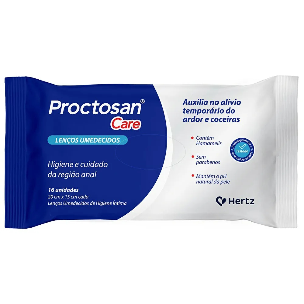 Proctosan Care Lenço Umedecido Higiene Íntima 16 unidades