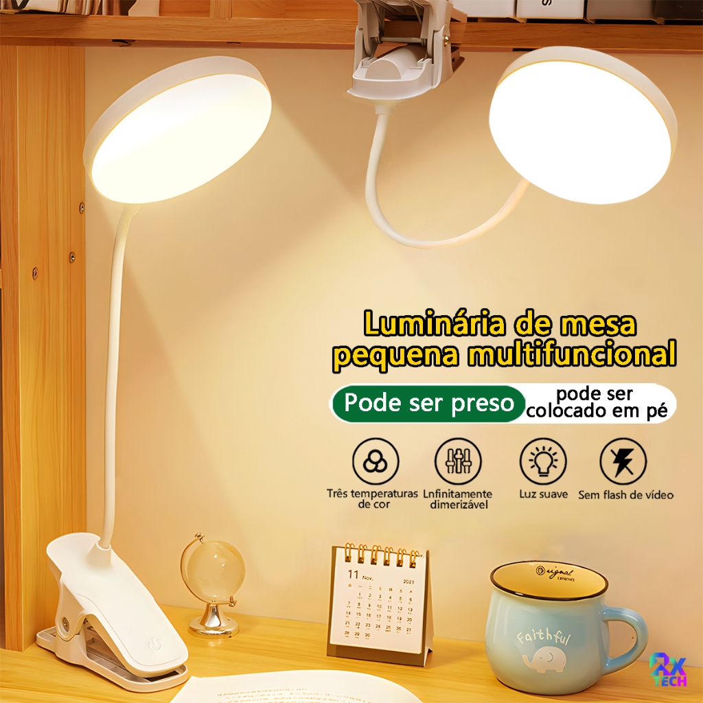 Luminária De Mesa Led Recarregável Touch Dobrável Flexível Sem Fio Branco Lâmpada De Estudo Para Quarto Usb