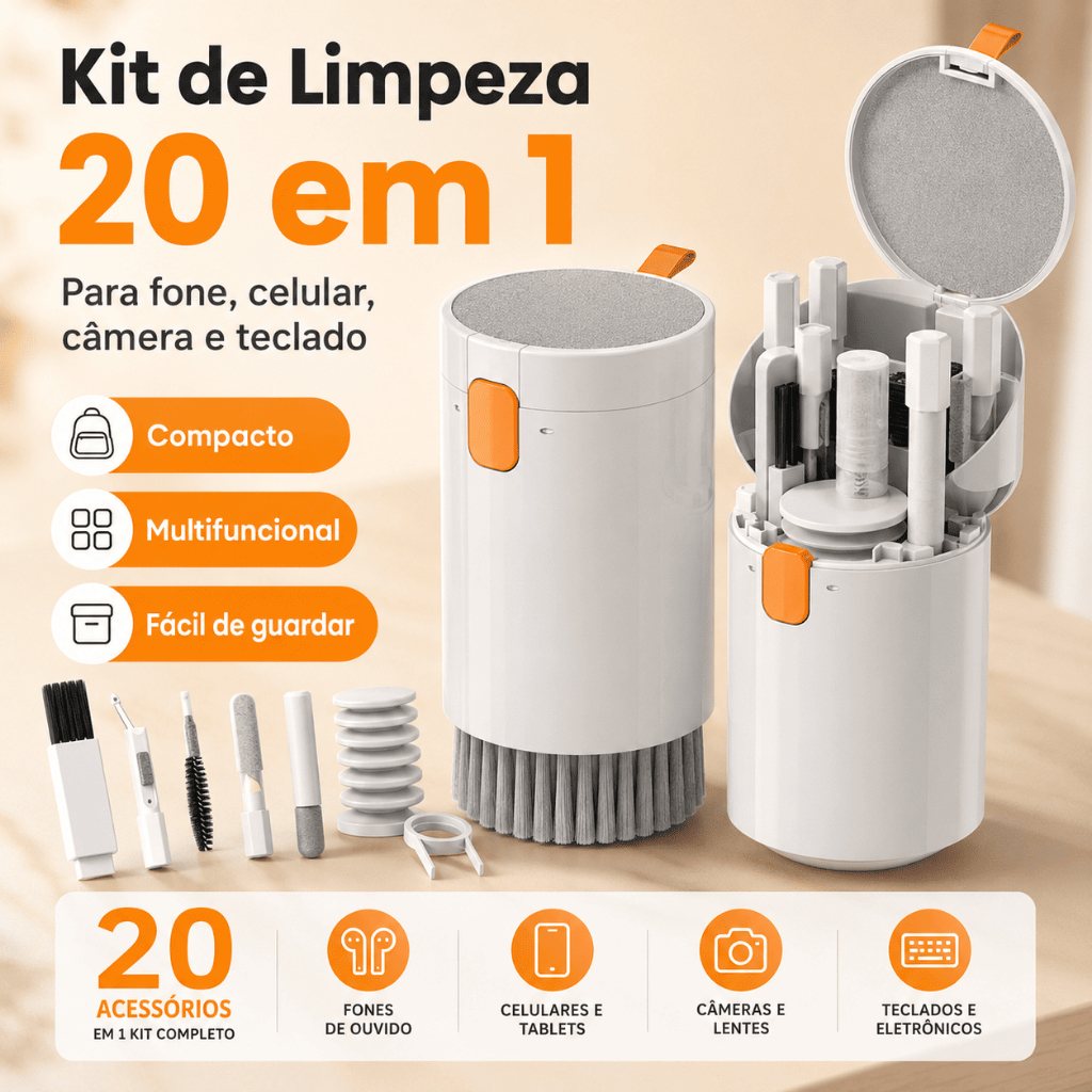 Kit Limpeza Profissional para Lentes de Câmera, Fones e Consoles de Jogo, Presente Ideal para Amantes de Tecnologia