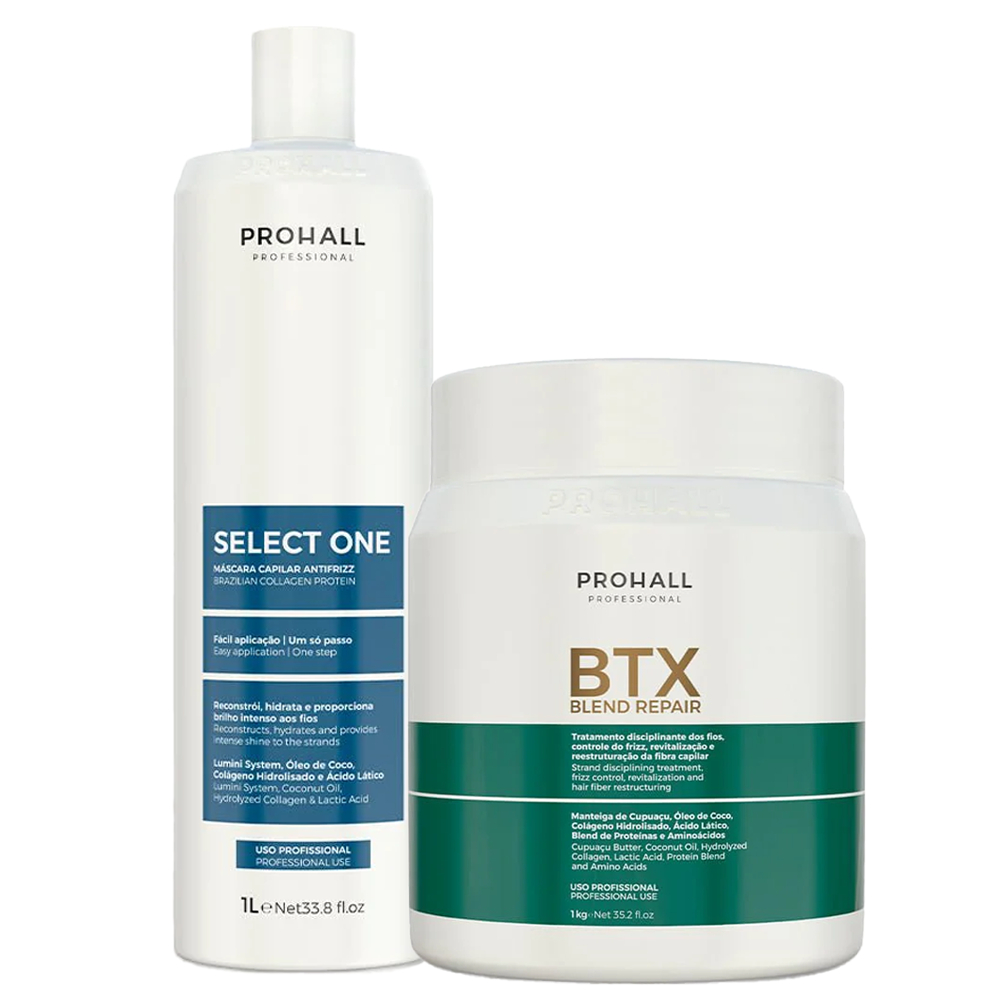 Kit Prohall Progressiva Select One 1l + Btx Blend Repair 1kg Sem Formol