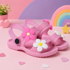 Papete Sandália Infantil Menina Florzinhas Macia Confortável Antiderrapante Escolar Casual