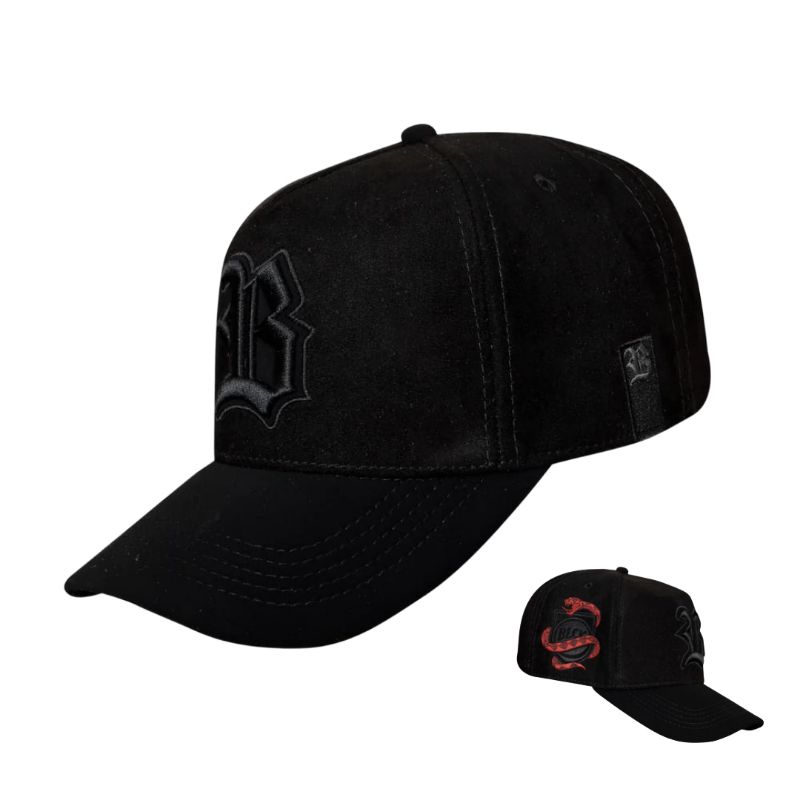 Boné Blck Snapback Suede Preto Snake Aba Curva Original