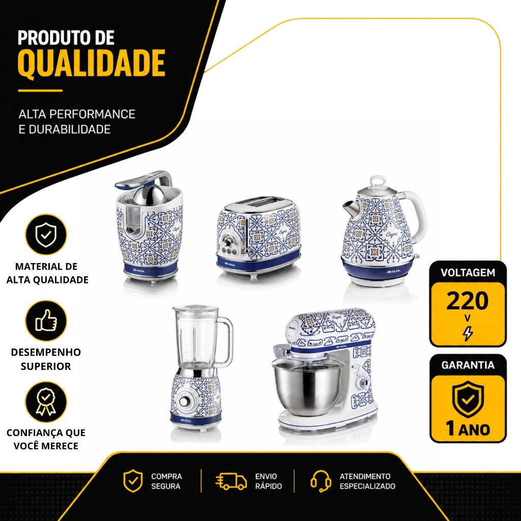 KIT DE 5 ELETROPORTÁTEIS ARIETE CAPRI AZUL 220V