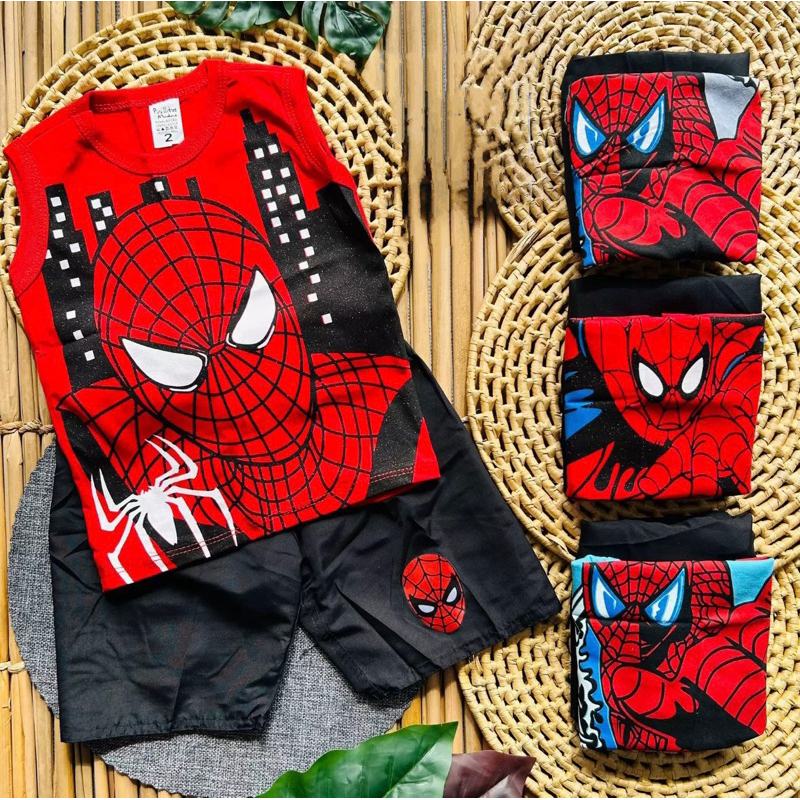 Conjunto Infantil Masculino Homem Aranha Verão Regata + Bermuda