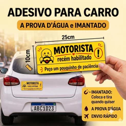 Adesivo com Imã de Carro - Recém Habilitado - A Prova D'água - Imã recem habilitada - Adesivo motorista recém habilitado