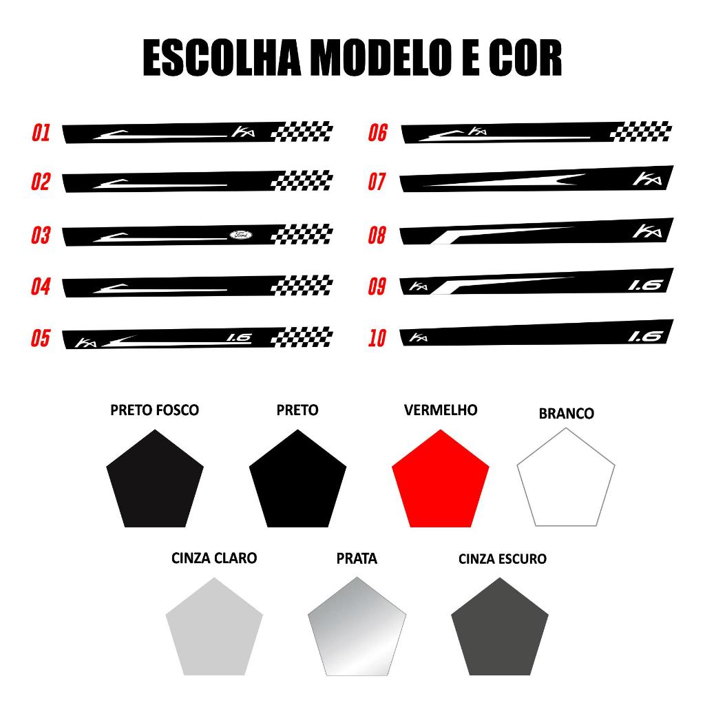 KIT Par Adesivo Faixas Laterais Ford Ka G1 Acessórios Sport