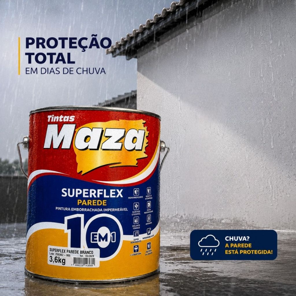 Tinta Borracha Líquida Sol e Chuva Impermeabilizante Maza SuperFlex Parede Base Agua