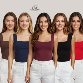 Kit 4 Blusinha Regata - Tecido Suplex Alça Larga Elegante Lisa Confortável Basica