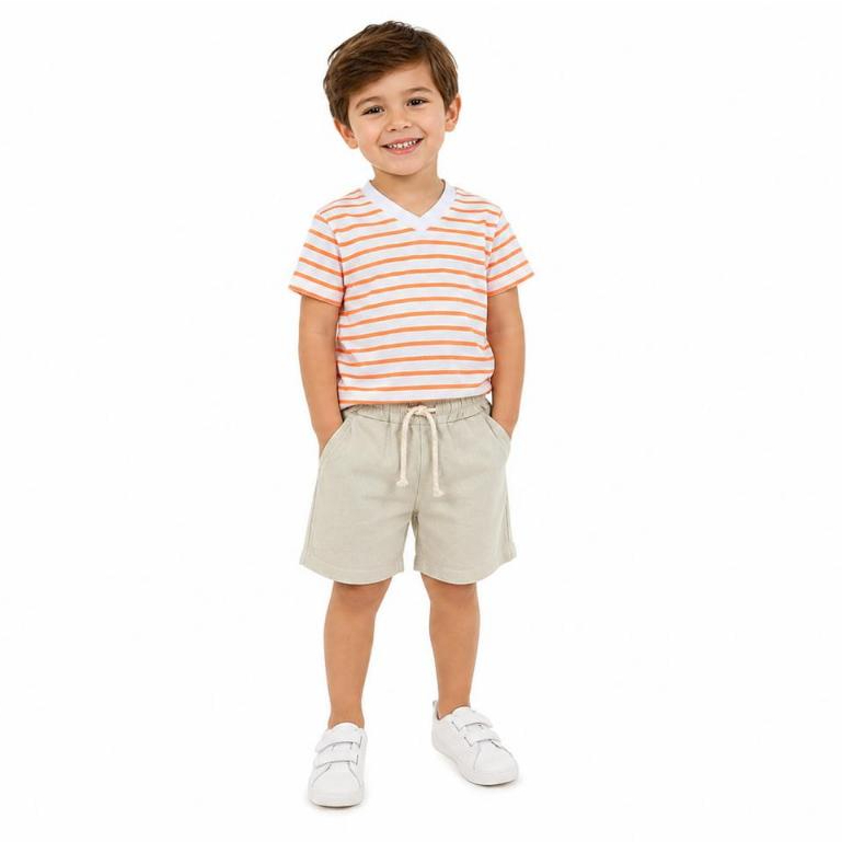 conjunto masculino infantil bermuda e camisa de verão para criança