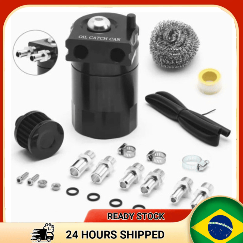 Kit Reservatório Coletor de Óleo para Carro, Oil Catch Can em Alumínio com Filtro de Aço