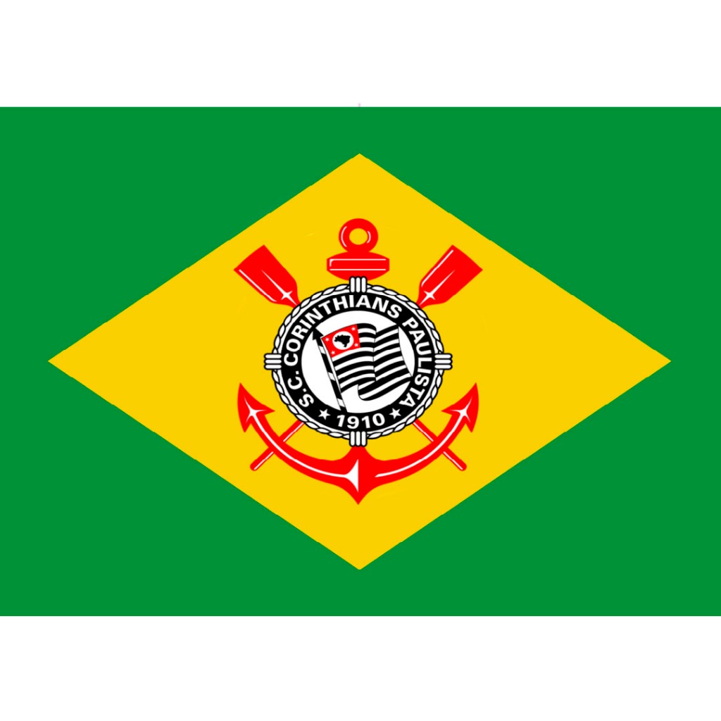 Bandeira Do Corinthians e Brasil Futebol Copa do Mundo Tecido Premium Grande