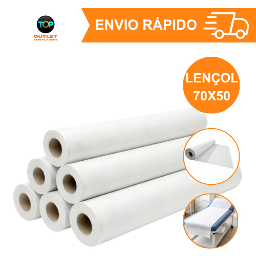 Kit Lençol Descartável Hospitalar Maca 70x50 Papel 6 rolos