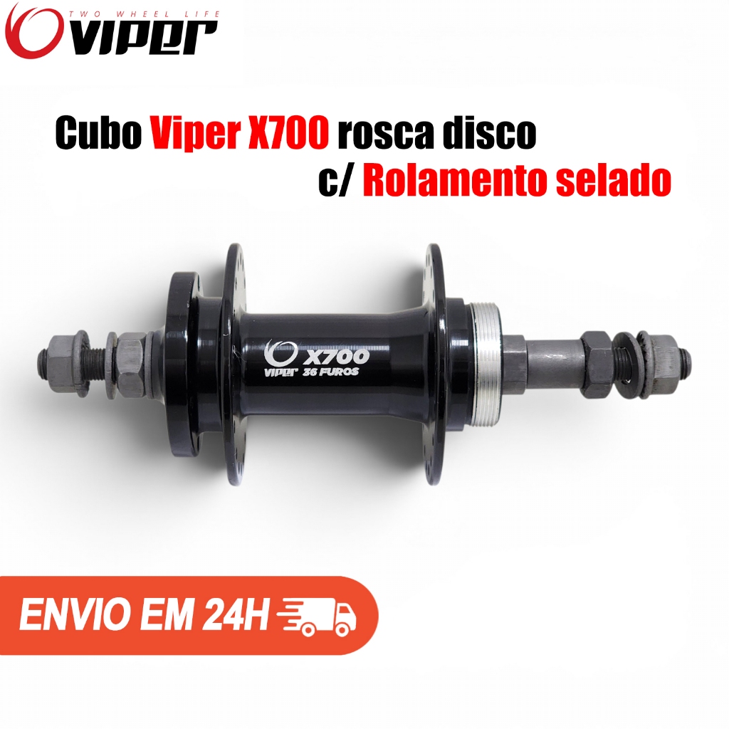Cubo Traseiro Rosca Catraca 36f Disco Eixo Porca S/ Blocagem Rolamentado Viper X700