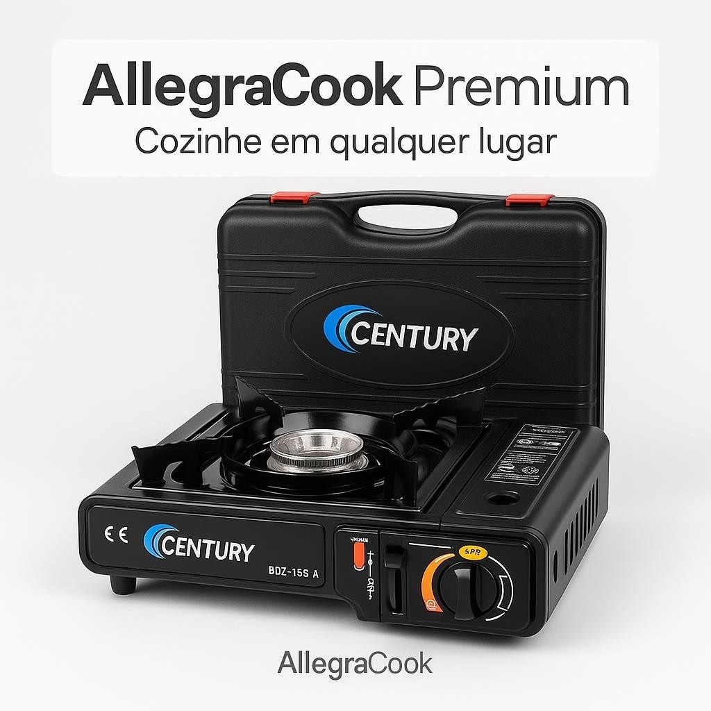 AllegraCook — O fogareiro portátil que transforma suas aventuras gastronômicas.