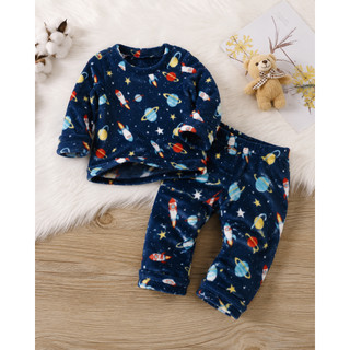 Pijama Bebe Infantil Inverno Conjunto Frio Manga Longa Felpudo Quentinho Menino Menina