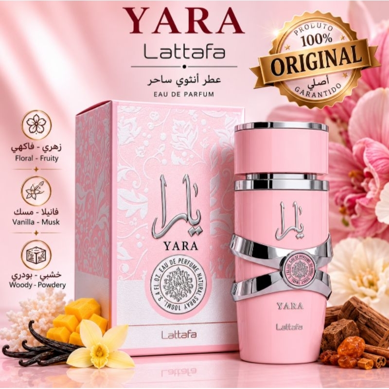 Perfume Feminino Lattafa Yara Rosa 100ml Eau de Parfum  Encantador Original
