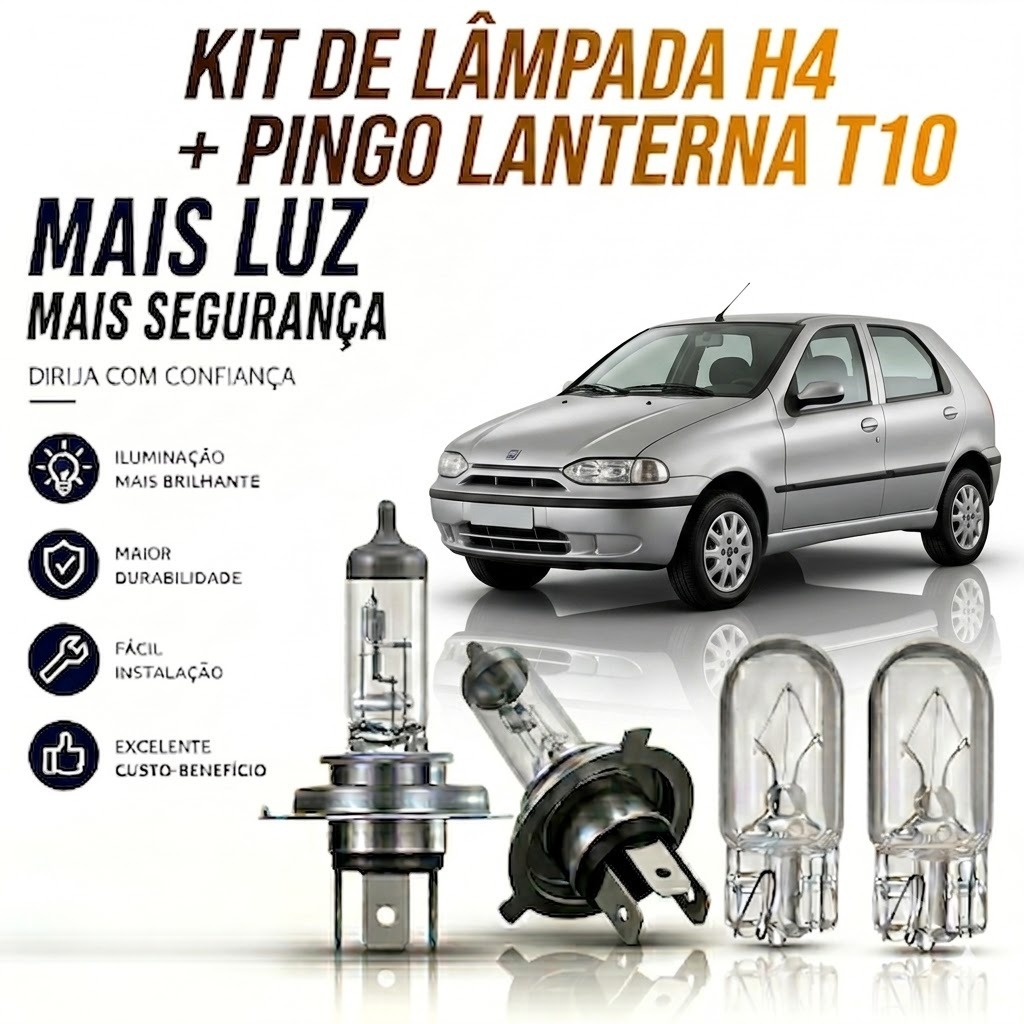 Par Lampada H4 Halogena Original Tiger Auto Palio G1 1996 A 2002