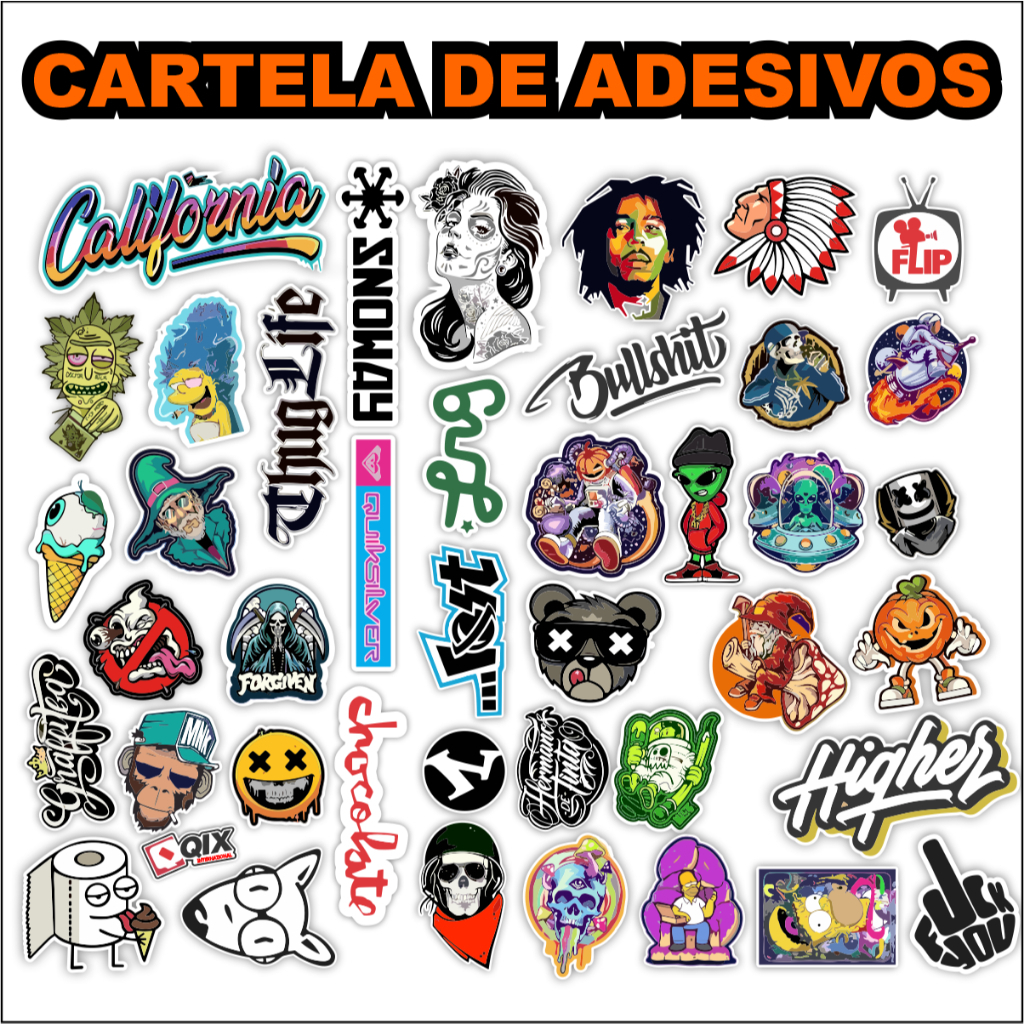200 Adesivos Figurinhas para Bike Carro Moto Capacete - Frases Grau 244 Aranha - APROVA D'AGUA — imagem 2 de 2