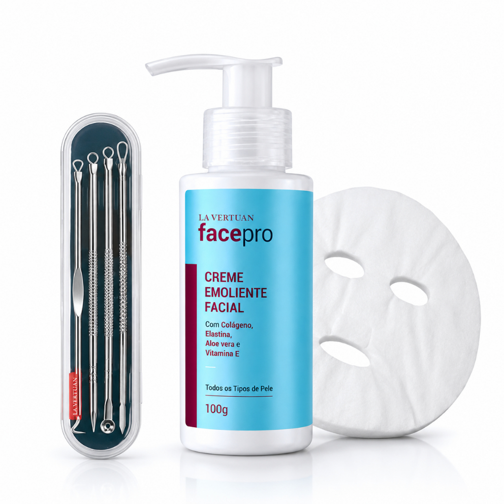 Kit Emoliente e Acessórios - Extração de Cravos e Espinhas Completo Limpeza de Pele