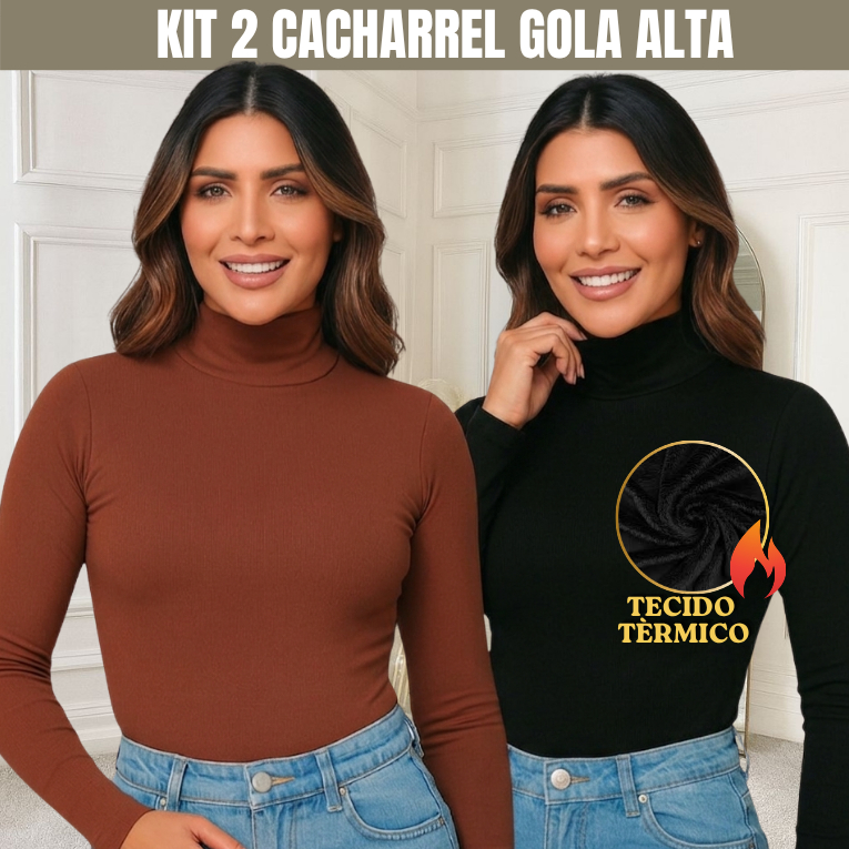 Blusa Manga Longa Feminina  Gola Alta Cacharrel termica Segunda Pele blusa de frio inverno blusa de frio