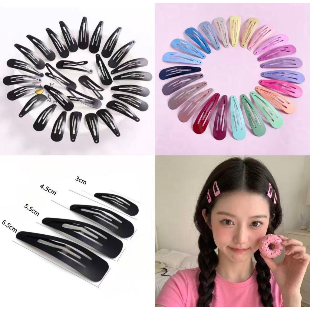 Kit 12/60Peças Grampos De Cabelo Presilha de cabelo Tic Tac preta Dopamina Cor Doce Para Mulheres ModaPresilhas Laterais