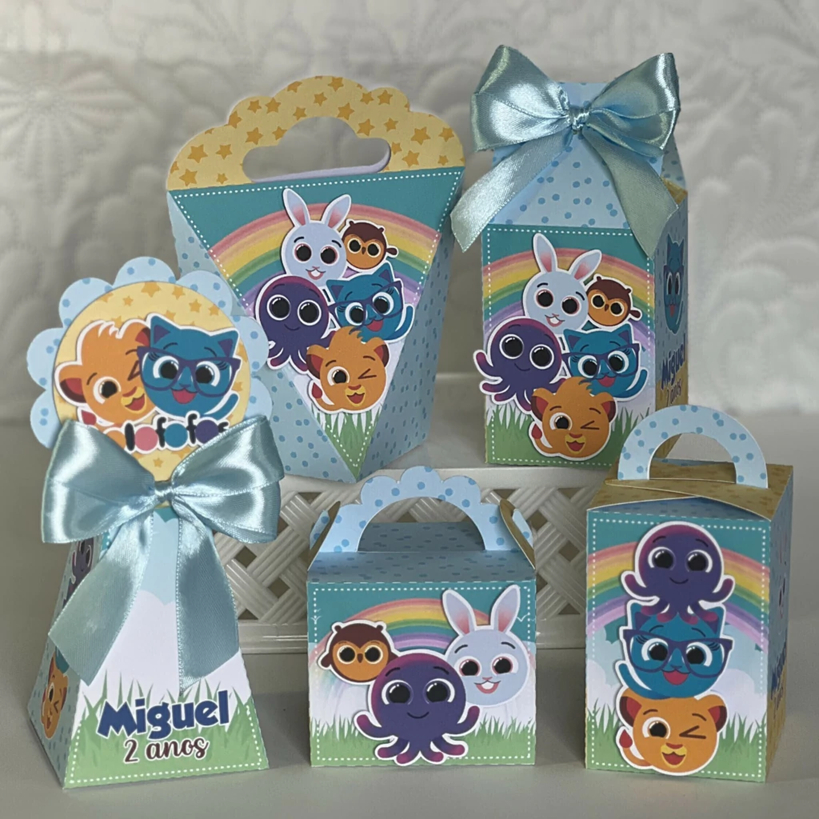 KIT FESTA Bolofofo  Menino Personalizado pegue e Monte Lembrancinhas - Aniversário - Caixinha Personalizadas